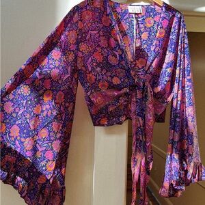 Bell sleeve boho hippie top